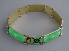 A NORWEGIAN SILVER GILT & GUILLOCHE ENAMEL BRACELET by Kristian Hestenes, square and rectangular