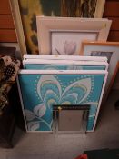 A parcel of modern framed pictures etc
