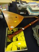 A vintage balalaika instrument, a Hohner concert tenor recorder & two balalaika manuals