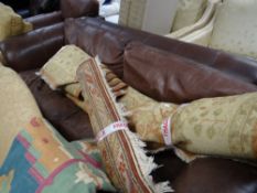 Large three-seater chocolate brown leather sofa