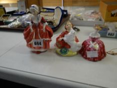 Three Royal Doulton figures 'Home Again - HN2167', 'Victoria - HN3744' & 'Goody Two-Shoes - HN2037'