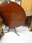 An antique mahogany circular tilt-top table
