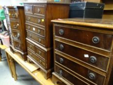 Three small reproduction mahogany chests