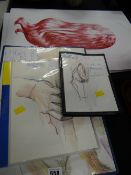 A parcel of unframed life drawing studies in watercolour & pencil by Penarth artist RICHARD O'
