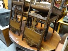 A vintage oval breakfast table & four carved chairs