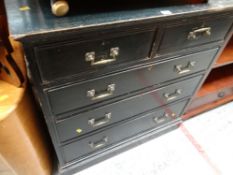 A good vintage painted pine chest of three-long & two-short drawers