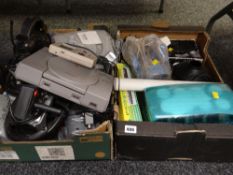 Selection of various electricals, headphones, hair curling tongs etc