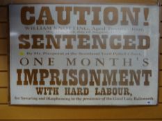 A reproduction enamel-type warning sign for 'Swearing & Blaspheming in the Presence of the Good Lady