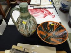 A mid-century Poole flared bowl with abstract design & a Denby Glyn Colledge designed jug