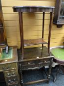 A vintage reproduction single-drawer hall table & another
