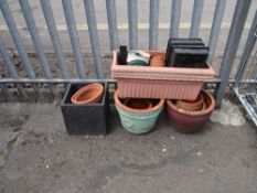 A collection of terracotta & plastic troughs (outside)