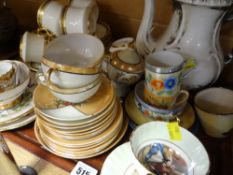 A tray of Oriental eggshell teaware together with a white & gilt part-teaset