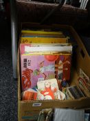 Selection of children's annuals from the 1970s, beer mats etc