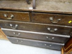 An antique chest of three-long & two-short drawers