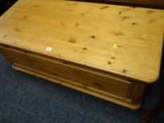 A modern pine blanket chest