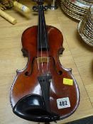 A good half-size child's violin, no sign of maker's mark (no case or bow)