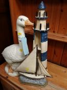 Three modern nautical-type ornaments