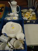 Three crates of china including plates & teaware together with a Hostess tableware 'Black Velvet'