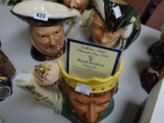 Three Royal Doulton character jugs - 'Henry VIII', 'Robin Hood' & 'King John'