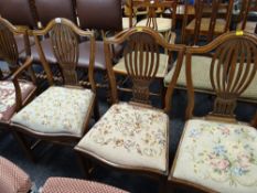 Set of six (4+2) reproduction mahogany wheat sheaf backed dining chairs