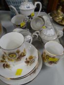 A parcel of Crown Fenton English china teaware together with an Oriental silver gilt design dragon