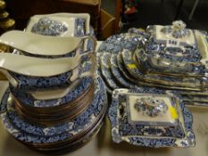 A large collection of Khotan pattern Wood & Sons English pottery including large meat plates,