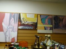 Four abstract acrylics on canvas by GOMER LEWIS