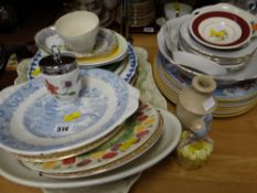 A selection of pottery dishes, dinnerware & a Royal Worcester pot etc