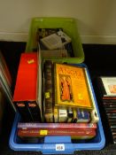 Two boxes of hardback & paperback books on various subjects including football, tarot &
