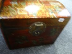 A reproduction Oriental dome-top tea chest