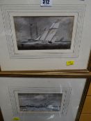 Two framed watercolours attributed to SAMUEL ATKINS, marine painter who exhibited at The Royal