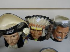 Three Royal Doulton character jugs - 'George Washington', 'North American Indian' & 'Mark Twain'