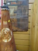 An antique enamel sign for army enlistment together with an antique fire extinguisher (both