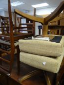 A set of five mid-century ladderback chairs & a pair of modern Ercol foot stools