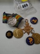 Three WWI campaign medals to various soldiers & a 1914-15 Star to Private J Adams, South Wales