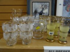 Small parcel of gilded & etched fancy glassware