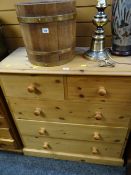 A good pine chest of three-long & two-short drawers with another