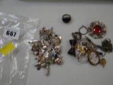 A silver charm bracelet & sundry jewellery items