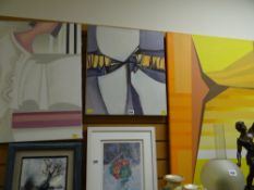 Three abstract acrylics on canvas by GOMER LEWIS