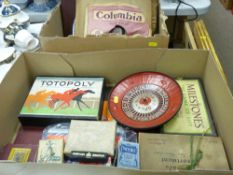 Box of assorted games and a box of mainly 78rpm records