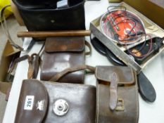 Two cased cameras, ebony dressing table mirrors etc