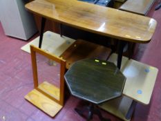 Small retro style tapered leg coffee table, a small square occasional table and an octagonal small
