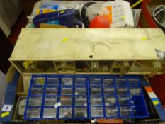 Parcel of mixed plumbing accessories and box of fixings in cabinet and drawers