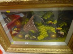 A VINE oil on canvas - still life flowers in a basket, signed