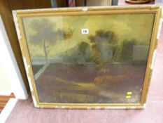 Early 20th Century oil on canvas - landscape with river and fishermen (for restoration)