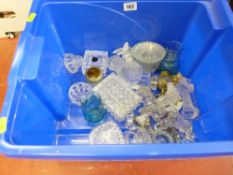 Tub of small glass ornaments