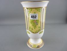 Royal Worcester white ground trumpet vase with floral panelled decoration in a Persian/Oriental