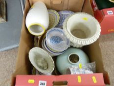 Art pottery vase, campana vase, quantity of melamine tableware etc
