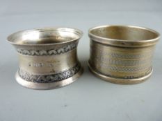 Two non-matching silver napkin rings, 1.2 troy ozs, Birmingham 1858 and 1898