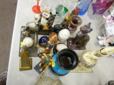 Collection of Egyptian style ornaments, three Russian style collector's eggs etc